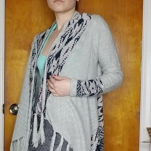 Knit tassle Aztec pink black gray cardigan sweater